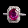 独角鹿西洋古董珠宝首饰法国出品铂金镶嵌缅甸无烧红宝石钻石戒指 商品缩略图0