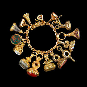 独角鹿西洋古董珠宝首饰1920年代英国/法国出品k金印章手链