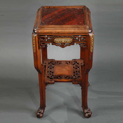 独角鹿西洋古董家具法国维亚多风格木嵌鎏金大理石桌面茶桌茶台 商品图3