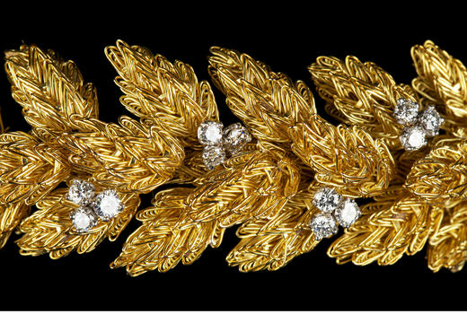 独角鹿西洋古董首饰著名珠宝世家自然主义18k黄金镶钻石手链手镯 商品图4