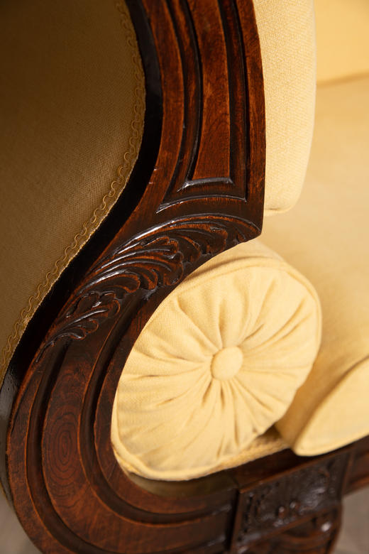 独角鹿西洋古董家具1815年代摄政时期英国布艺实木贵妇榻沙发躺椅 商品图2