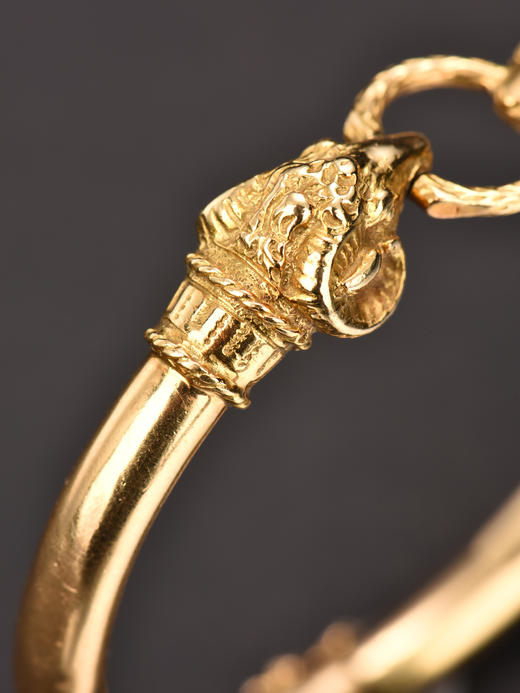 独角鹿西洋古董珠宝首饰20世纪初期18k金双羊头手镯 商品图4