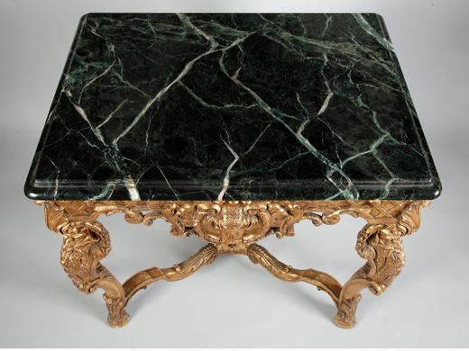 独角鹿西洋古董家具1860年代欧洲大理石桌面铜鎏金边桌子矮桌 商品图4