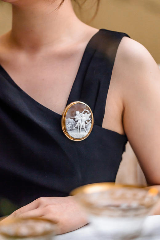 国内现货独角鹿西洋古董珠宝首饰14k金镶嵌全场景贝雕卡梅奥胸针 商品图1