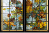 独角鹿西洋古董法国新艺术时期出品葡萄藤蔓主题彩绘玻璃花窗一对 商品缩略图2