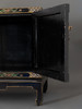 独角鹿西洋古董家具中国木制黑色漆面硬石镶嵌花鸟边柜柜子立柜 商品缩略图4