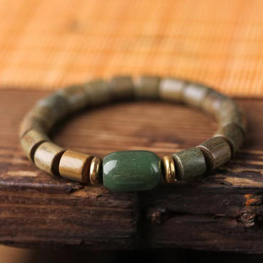 六鑫珠宝 绿檀木桶珠DIY青枝绿叶款手串规格0.8男女念珠 商品图2