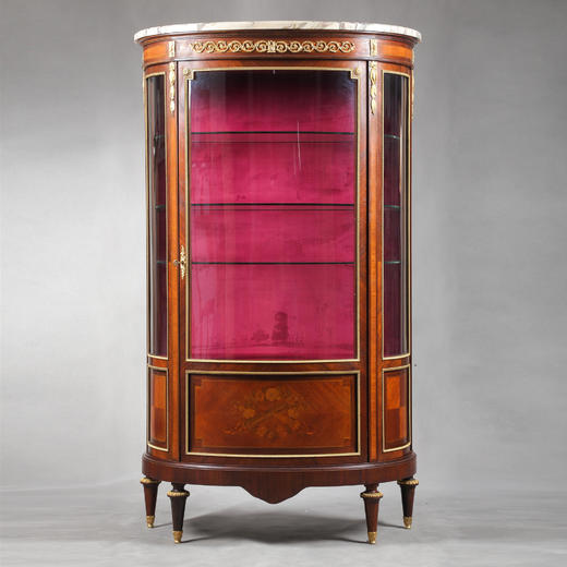 国内现货独角鹿西洋古董家具19世纪末法国细木镶嵌玻璃展柜展示柜 商品图0