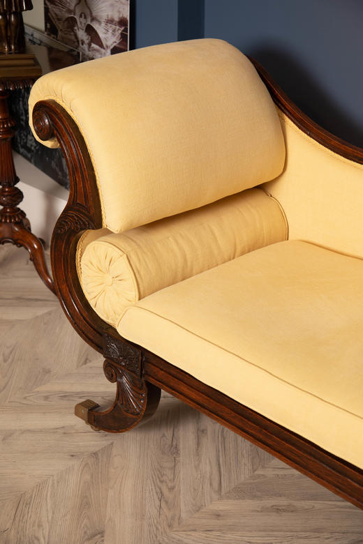 独角鹿西洋古董家具1815年代摄政时期英国布艺实木贵妇榻沙发躺椅 商品图3