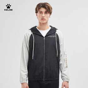 卡尔美连帽梭织外套男2022秋冬新款撞色拼接开衫运动服夹克