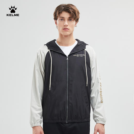 卡尔美连帽梭织外套男2022秋冬新款撞色拼接开衫运动服夹克 商品图0