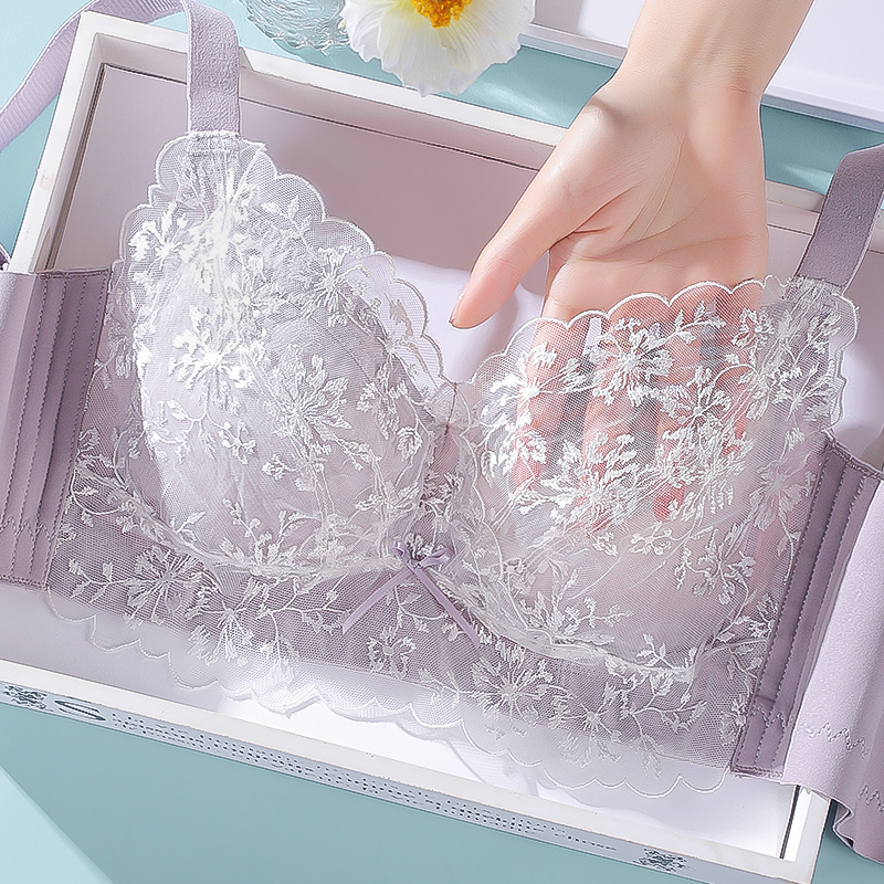 梦芭蒂乳胶内衣女薄款夏季大胸显小小胸聚拢厚文胸收副乳防下垂胸罩清香微甜