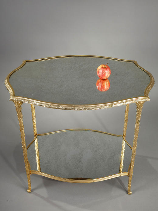 独角鹿西洋古董家具Baguès铜鎏金桌脚月桂树花环烟熏双镜边桌子 商品图1