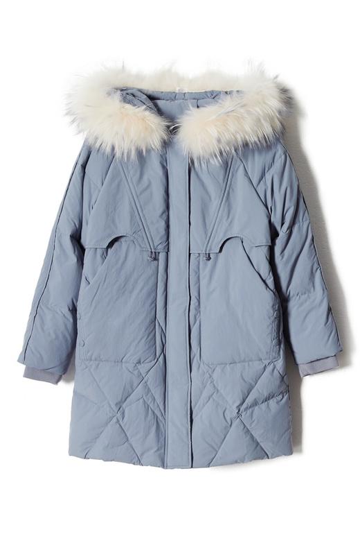 ELLA JADE 灰蓝色毛领连帽羽绒服 8452 商品图4