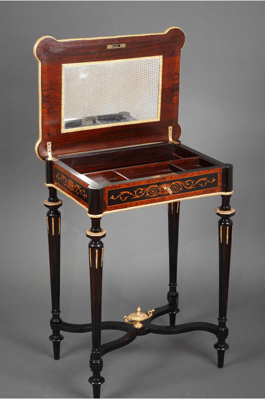 独角鹿西洋古董家具铜鎏金细木镶嵌翻盖式多功能欧式梳妆台化妆桌 商品图2