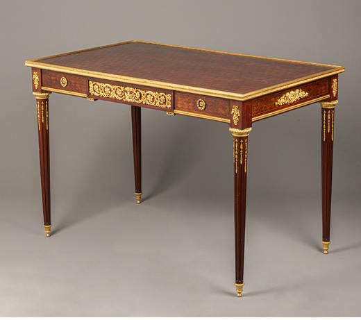 独角鹿西洋古董家具P.SORMANI工坊路易十六风铜鎏金饰细木镶方桌 商品图3