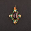 独角鹿西洋古董珠宝首饰19世纪末18k黄金镶嵌钻石珐琅石榴石吊坠 商品缩略图0
