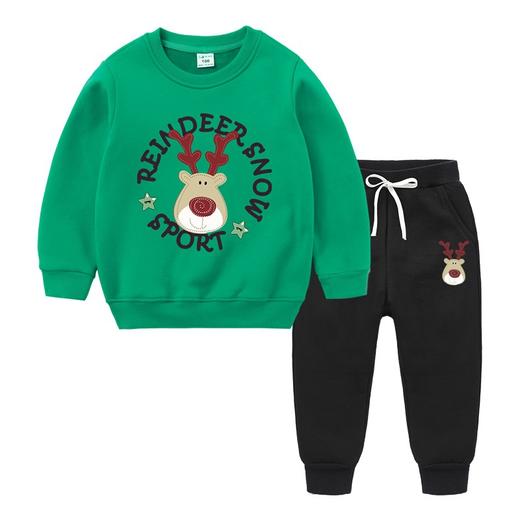 【圣诞复合绒保暖套装】儿童秋冬宝宝加绒加厚套装儿童复合加绒长袖两件套装 商品图14