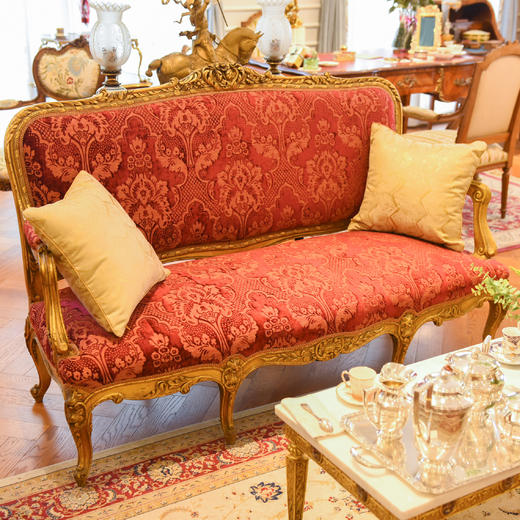 国内现货独角鹿西洋古董家具法国19世纪路易十五风实木鎏金扶手椅 商品图0