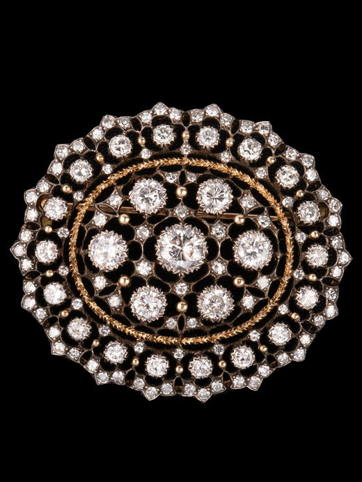 独角鹿西洋古董意大利珠宝工坊布契拉提出品金银镂雕镶嵌钻石胸针 商品图0