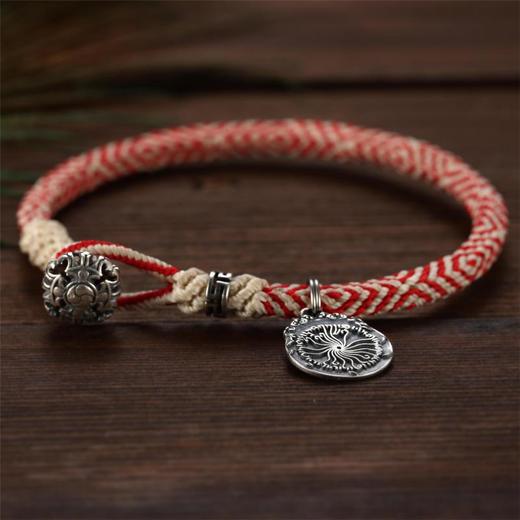 限定版　藏地九眼不灭长寿金刚天珠绳　搭配925银十字金刚杵扣环　红、黑两款 商品图0