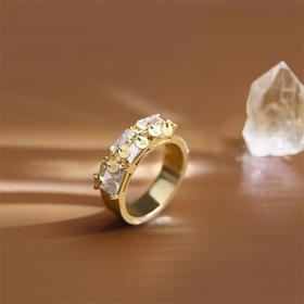 真言系列 六字真言银镀金镶嵌锆石戒指  醍醐xZEEMOU ZENG原创设计