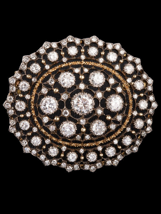 独角鹿西洋古董意大利珠宝工坊布契拉提出品金银镂雕镶嵌钻石胸针 商品图4