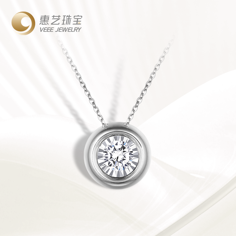 18K金钻石气泡吊坠送细O链