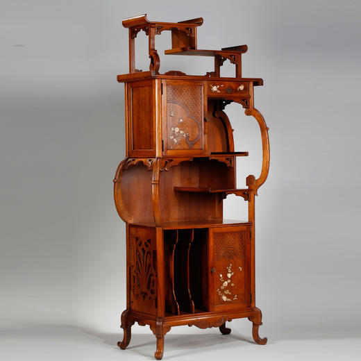 独角鹿西洋古董家具1890年代法国胡桃木珍贵材质展示柜立柜 商品图1