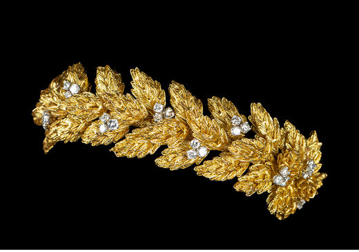 独角鹿西洋古董首饰著名珠宝世家自然主义18k黄金镶钻石手链手镯 商品图2