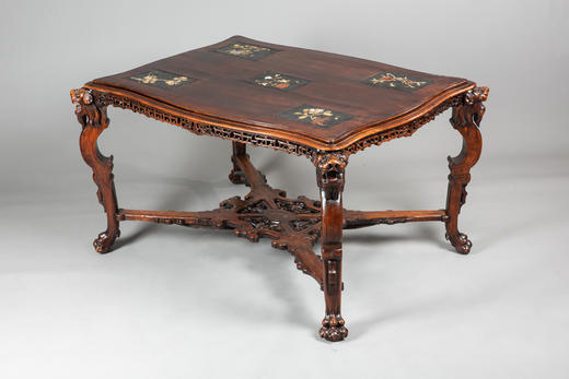 国内现货独角鹿西洋古董家具法国维多风格多宝镶嵌胡桃木餐桌茶几 商品图2