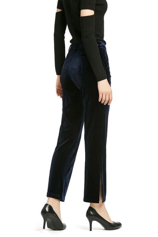 Eifini伊芙丽 藏蓝色灯芯绒喇叭裤 405 商品图3