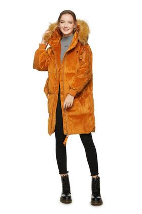 AUGUST 1 EIGHT 干邑色连帽毛领羽绒服 8423