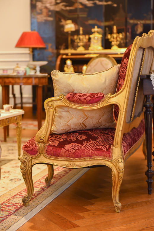 国内现货独角鹿西洋古董家具法国19世纪路易十五风实木鎏金扶手椅 商品图4