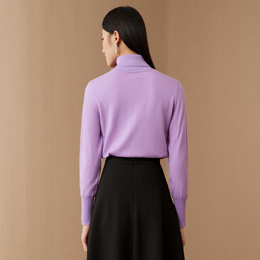EITIE爱特爱秋季新款100%绵羊毛高领宽松舒适套头针织衫纯色基础款毛衣C2201010 商品图9
