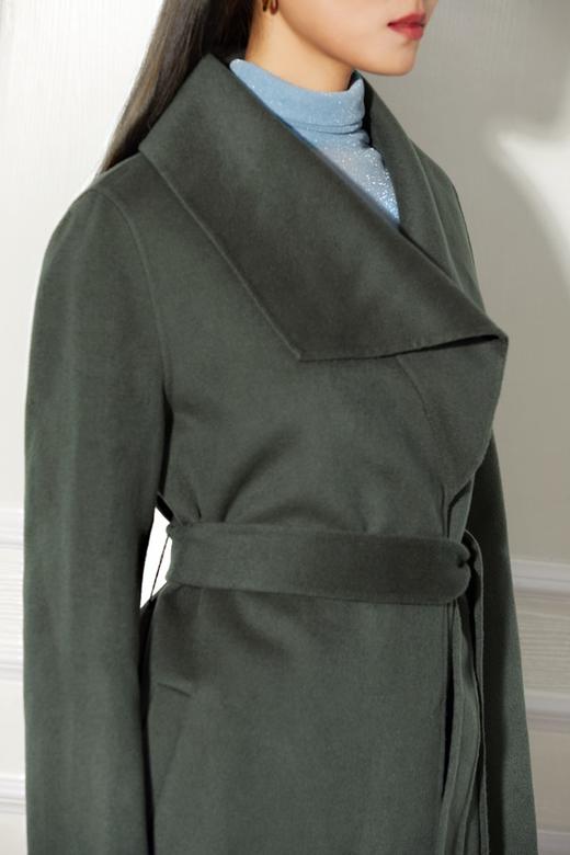 ESTELLICA 灰绿宽松双面呢腰带大衣 10129 商品图3