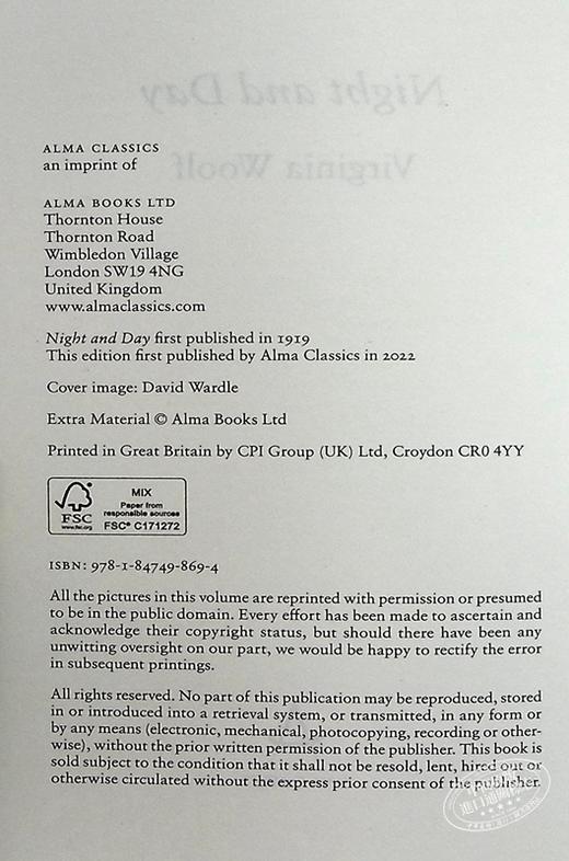 【中商原版】弗吉尼亚 伍尔夫 昼与夜	Alma Classics Night and Day	Virginia Woolf 英文原版 经典文学 聚焦女性命运 商品图8