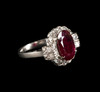 独角鹿西洋古董珠宝首饰1965年代法国18k白金镶嵌钻石红宝石戒指 商品缩略图1