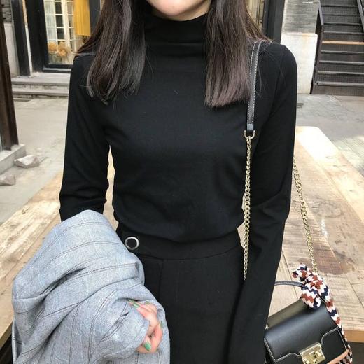 【买一送一 修身百搭时尚打底衫】纯色半高领打底衫秋冬新款薄修身显瘦长袖T恤女学生韩版上衣 商品图5
