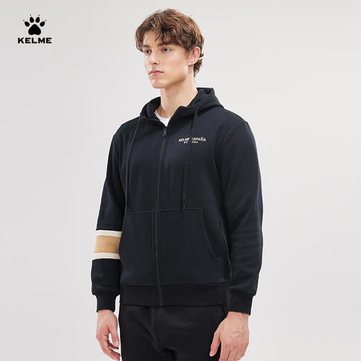 卡尔美连帽针织外套男2022冬季新款撞色拼接加绒开衫夹克潮 商品图2