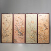 独角鹿西洋古董清代中国出品花鸟粤绣四条屏插屏屏风 商品缩略图0