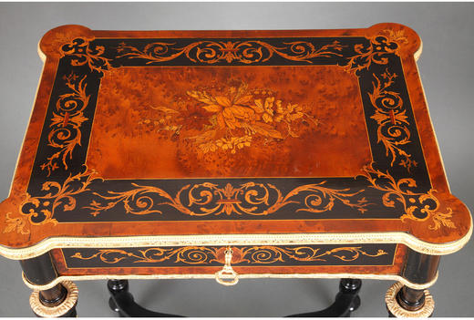 独角鹿西洋古董家具铜鎏金细木镶嵌翻盖式多功能欧式梳妆台化妆桌 商品图3