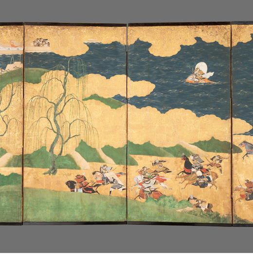 独角鹿西洋古董日本江户时代源平合战图绘纸本金地六曲屏风 商品图2