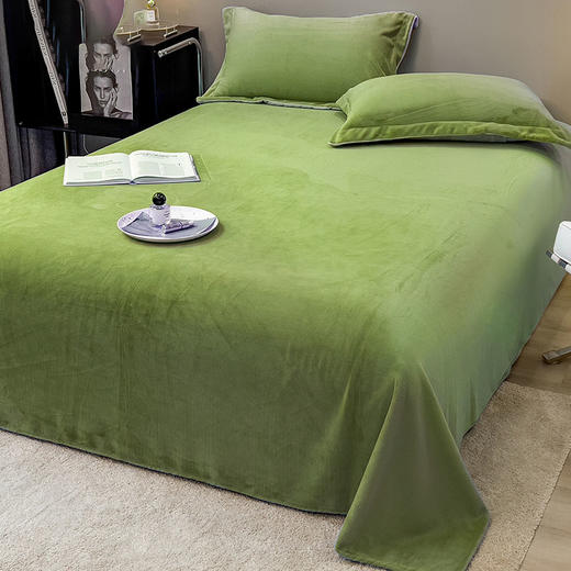 牛奶绒床单单件冬季加厚珊瑚绒法兰绒加绒保暖被单三件套exo8 商品图2