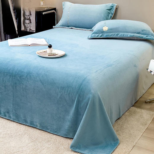 牛奶绒床单单件冬季加厚珊瑚绒法兰绒加绒保暖被单三件套exo8 商品图0