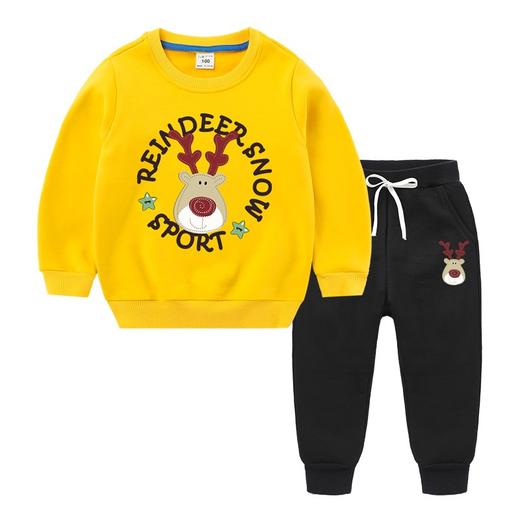 【圣诞复合绒保暖套装】儿童秋冬宝宝加绒加厚套装儿童复合加绒长袖两件套装 商品图13