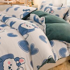 冬季加厚绒四件套加绒保暖珊瑚绒被套法兰绒床单被罩床上用品exo9