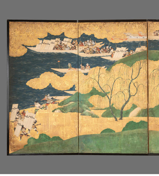 独角鹿西洋古董日本江户时代源平合战图绘纸本金地六曲屏风 商品图1