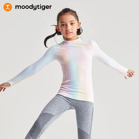 moodytiger女童无缝一体织保暖透气内搭长袖T M23210105【专属】