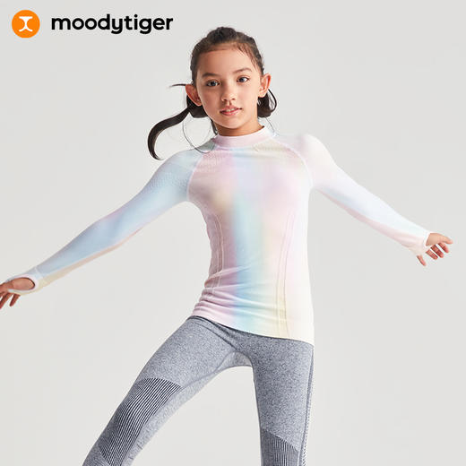 moodytiger女童无缝一体织保暖透气内搭长袖T M23210105【专属】 商品图0